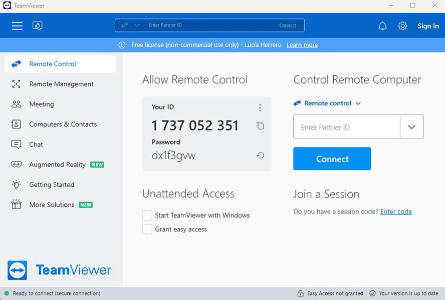 TeamViewer Tela de Acesso